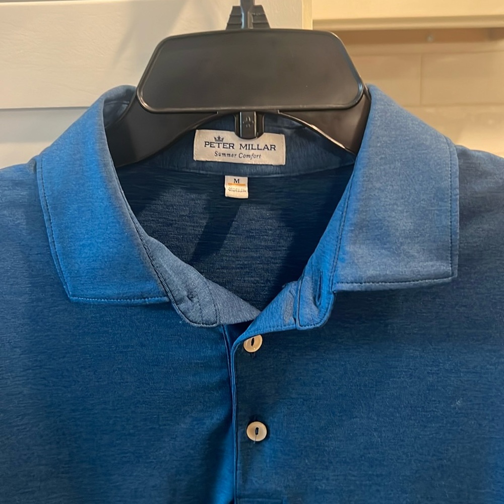 Peter Millar Summer Comfort Blue Polo Size Medium